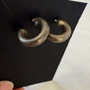 Elegant Tarnished Silver Hoop Earrings